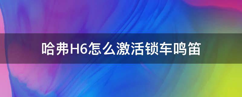 哈弗H6怎么激活锁车鸣笛 哈弗二代H6怎么激活锁车鸣笛