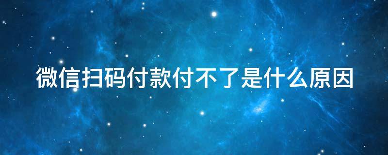 微信扫码付款付不了是什么原因（微信扫码付款付不了是什么原因图片）