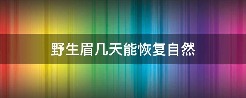 野生眉几天能恢复自然 做了野生眉以后几天以后恢复