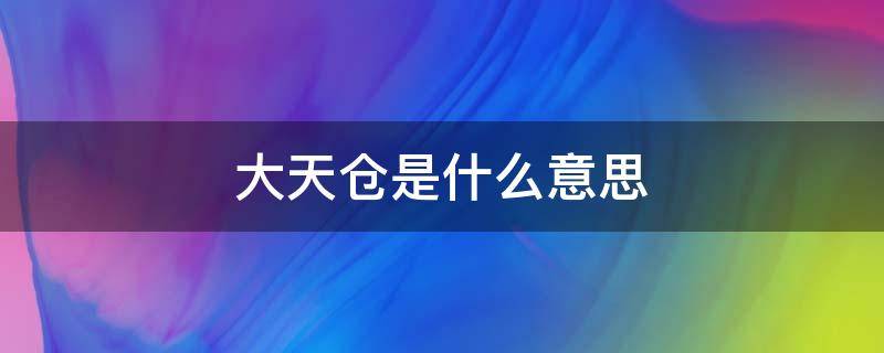 大天仓是什么意思（天仓仓是什么意思啊）