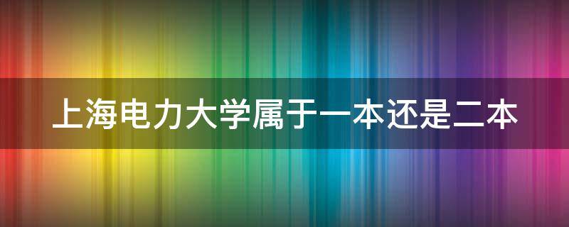 上海電力大學(xué)屬于一本還是二本