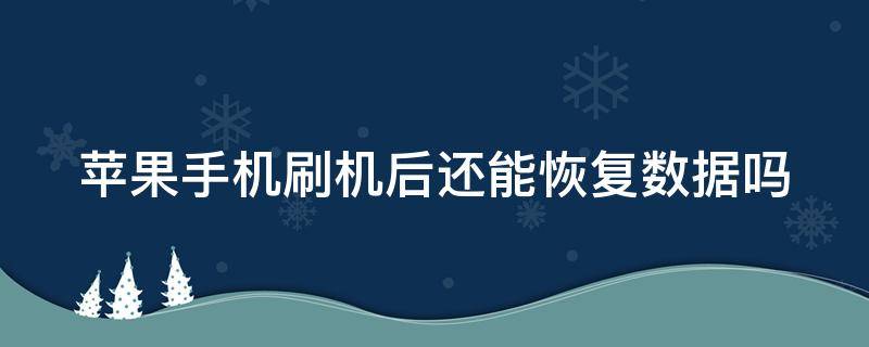 苹果手机刷机后还能恢复数据吗（苹果手机刷机后还能恢复数据吗怎么弄）