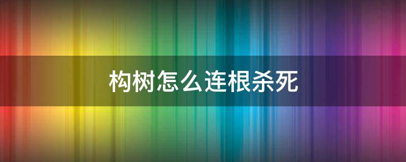 构树怎么连根杀死 构树怎么除根消灭