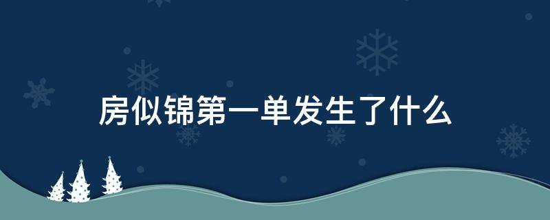 房似锦第一单发生了什么 房似锦第一次开单发生了什么