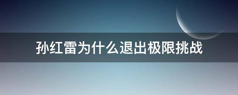 孙红雷为什么退出极限挑战（孙红雷为什么退出极限挑战第五季）