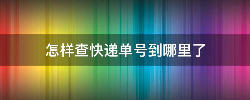 怎样查快递单号到哪里了 怎样查快递单号到哪里了圆通