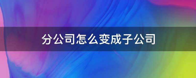 分公司怎么变成子公司 分公司怎样变成子公司