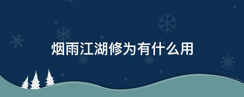 烟雨江湖修为有什么用（烟雨江湖武学修为有用吗）