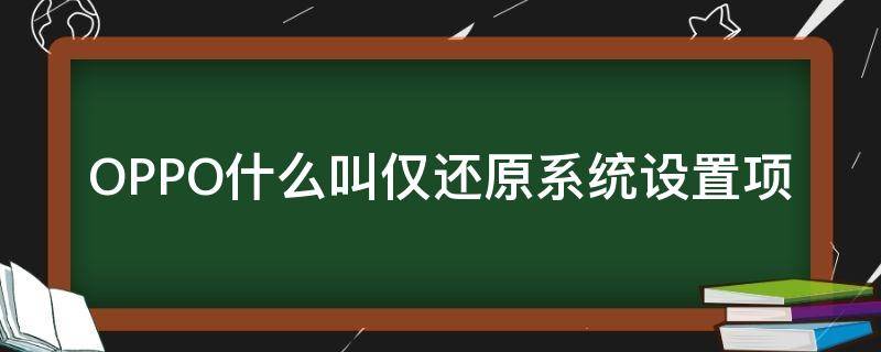 OPPO什么叫仅还原系统设置项 oppo手机的仅还原系统设置