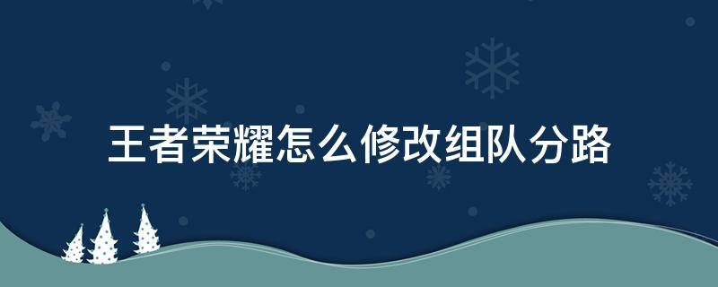 王者荣耀怎么修改组队分路（如何更改分路王者荣耀）