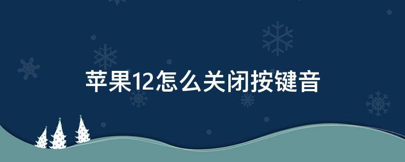 苹果12怎么关闭按键音（苹果12怎么关闭按键音无效）