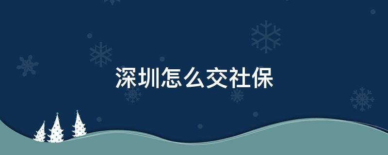 深圳怎么交社保（深圳怎么交社保费?）