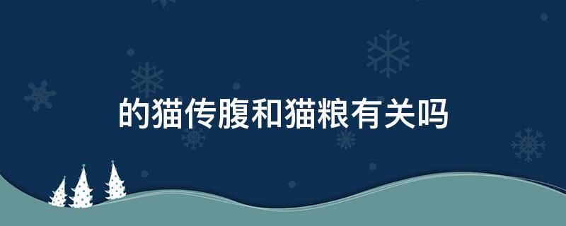 的猫传腹和猫粮有关吗 猫传腹和猫粮有关系吗