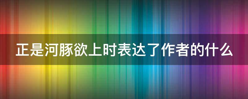 正是河豚欲上时表达了作者的什么（正是河豚欲上时这句诗的大意是什么）