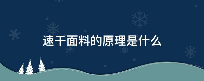 速干面料的原理是什么（什么叫速干面料）