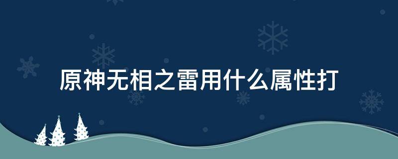 原神无相之雷用什么属性打 原神无相之雷拿什么属性打