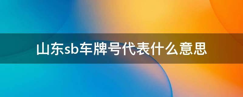 山东sb车牌号代表什么意思（山东军牌sb开头是什么意思）