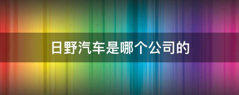 日野汽车是哪个公司的 日野汽车在国内经销商