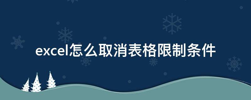 excel怎么取消表格限制条件（excel怎么取消表格限制条件人名）