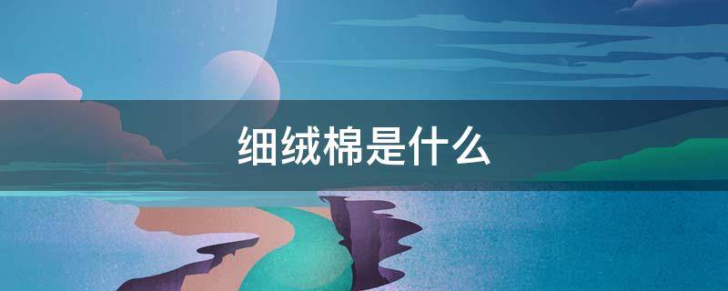 細(xì)絨棉是什么（細(xì)絨棉是什么意思）