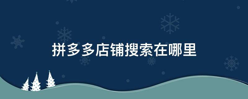 拼多多店鋪搜索在哪里 拼多多從哪里搜索店鋪