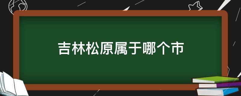 吉林松原属于哪个市（吉林松原属于哪个市地图）