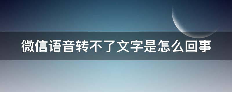 微信語(yǔ)音轉(zhuǎn)不了文字是怎么回事（微信語(yǔ)音不能轉(zhuǎn)文字是怎么回事）