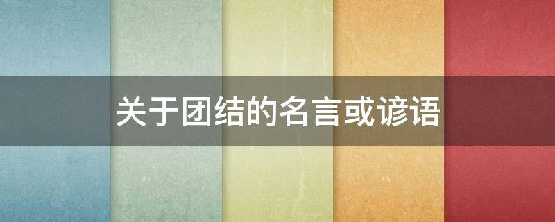 關(guān)于團(tuán)結(jié)的名言或諺語（關(guān)于團(tuán)結(jié)的名言或諺語俗語）