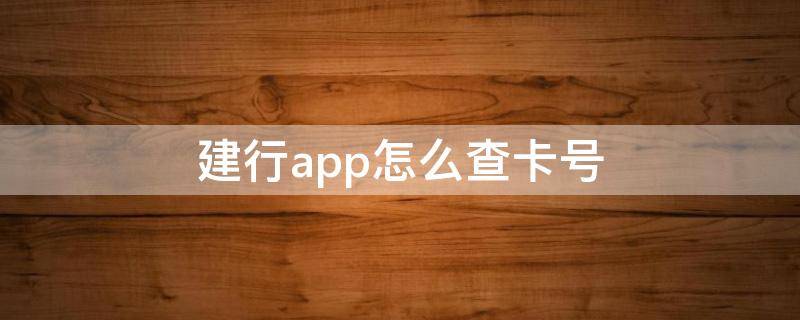 建行app怎么查卡号 建行APP怎么查卡号