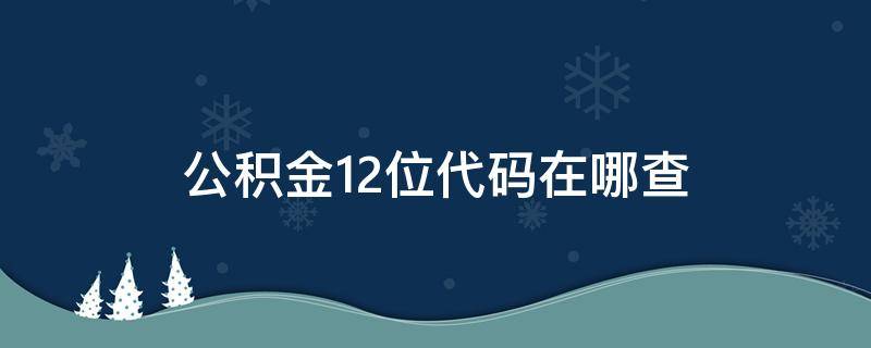 公积金12位代码在哪查 公积金的12位代码怎么查