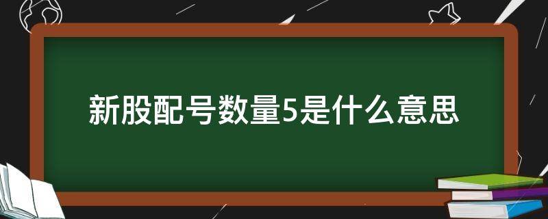 新股配號數(shù)量5是什么意思 打新股配號數(shù)量是什么意思