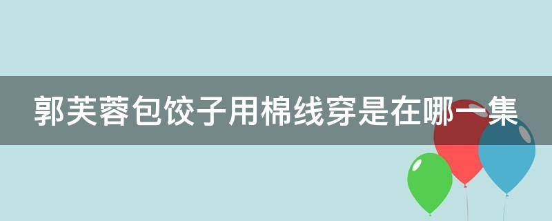 郭芙蓉包饺子用棉线穿是在哪一集 欢乐港湾的摩天轮