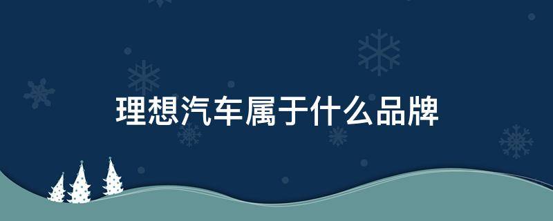 理想汽车属于什么品牌 理想汽车属于什么品牌旗下