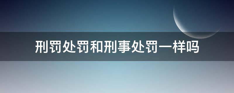 刑罚处罚和刑事处罚一样吗（刑罚处罚还是刑法处罚）