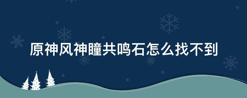 原神风神瞳共鸣石怎么找不到 原神风神瞳共鸣石找不到最后一个