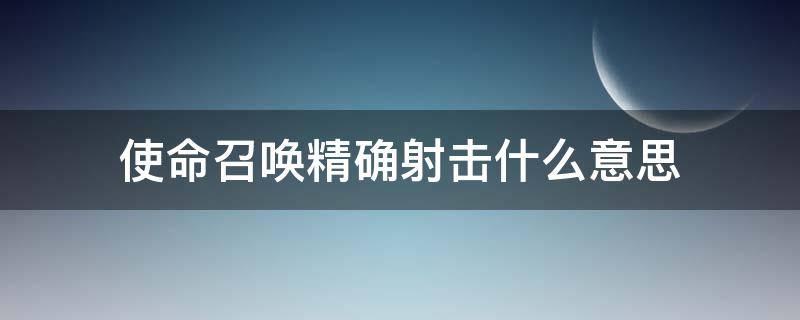 使命召唤精确射击什么意思 使命召唤 精确射击什么意思