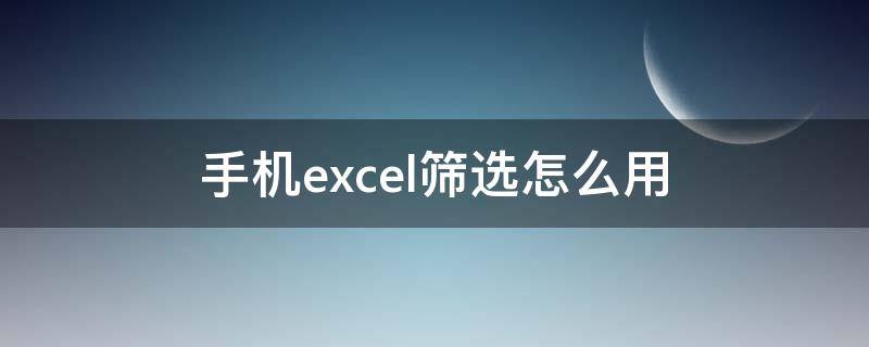 手机excel筛选怎么用（手机Excel如何筛选）