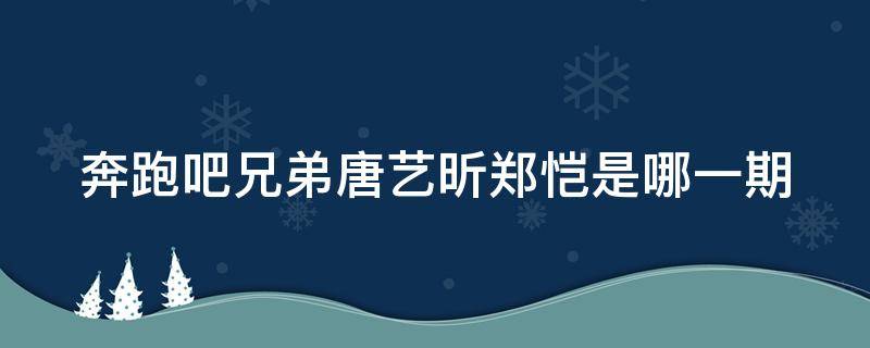 奔跑吧兄弟唐艺昕郑恺是哪一期 奔跑吧兄弟唐艺昕郑恺是哪一期出现的