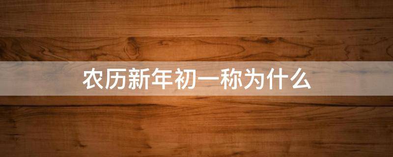 农历新年初一称为什么 农历新年初一称为什么?