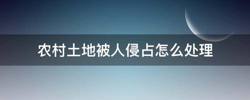 农村土地被人侵占怎么处理（农村土地被霸占如何处理）