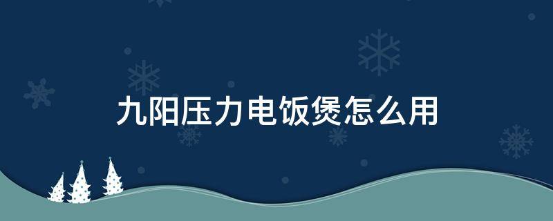 九陽壓力電飯煲怎么用 九陽壓力電飯煲怎么用?