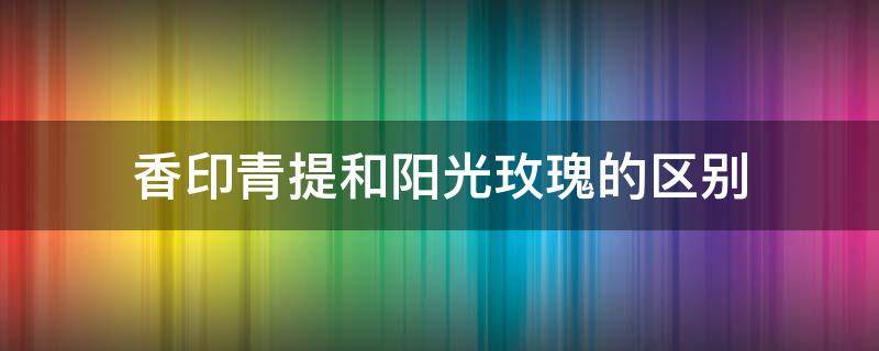 香印青提和阳光玫瑰的区别（香印青提与阳光玫瑰的区别）