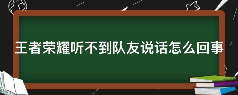 王者荣耀听不到队友说话怎么回事（王者荣耀听不到队友说话怎么回事视频）