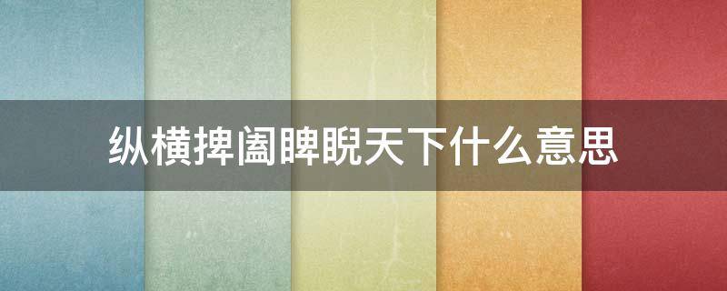 纵横捭阖睥睨天下什么意思 睥睨捭阖是什么意思