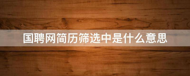 国聘网简历筛选中是什么意思 国聘简历待筛选