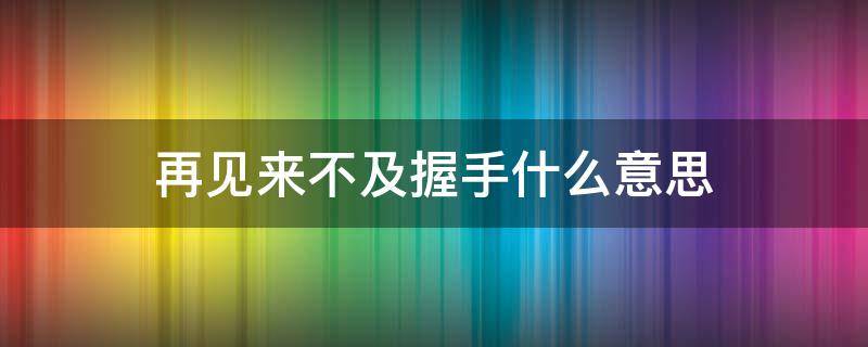 再見來不及握手什么意思（說再見來不及握手啥意思）