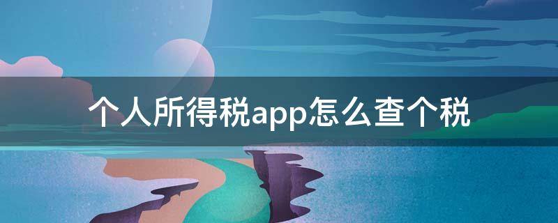 个人所得税app怎么查个税 个税app可以查个税么