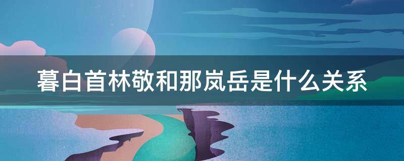 暮白首林敬和那岚岳是什么关系 暮白首那岚岳受伤是哪一集