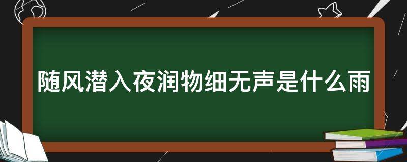 随风潜入夜润物细无声是什么雨（随风潜入夜润物细无声是什么自然现象）