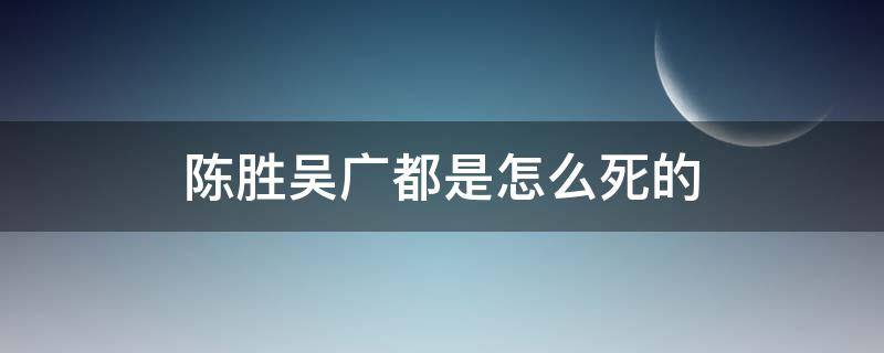 陳勝吳廣都是怎么死的（陳勝吳廣被誰殺了）